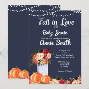 Invitation de baby shower de citrouille de bleu
