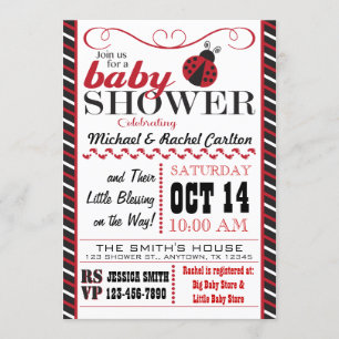 Invitation de baby shower de coccinelle