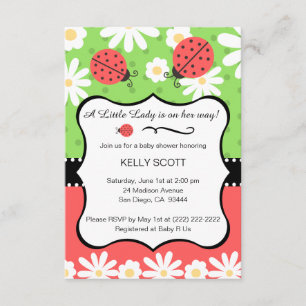 Invitation de baby shower de coccinelle - chaux et