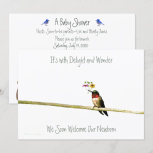 Invitation de baby shower de colibri : neutre de