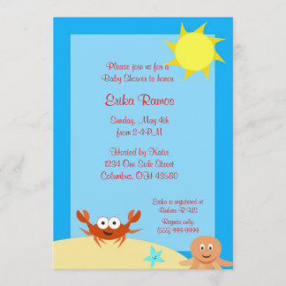 Invitation de baby shower de côté de mer