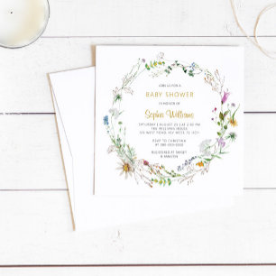 Invitation de Baby shower de couronne Fleur sauvag