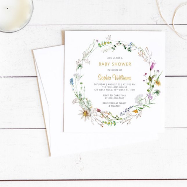 Invitation de Baby shower de couronne Fleur sauvag (Créateur téléchargé)