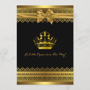 Invitation de Baby shower de couronne noir et or