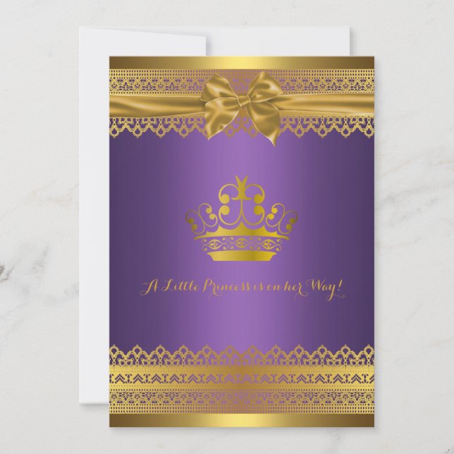 Invitation de Baby shower de Couronne violet et or (Devant)