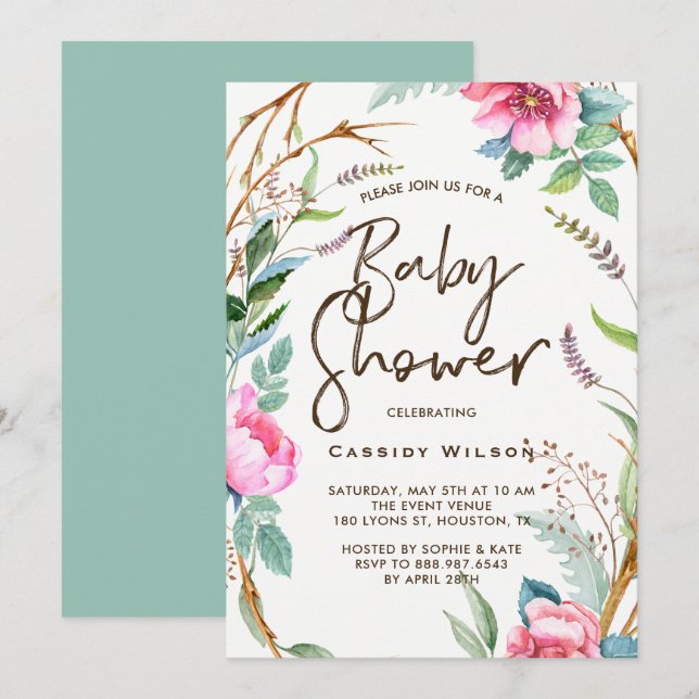 Invitation de Baby shower de courroie Whimsical Wa (Devant / Derrière)