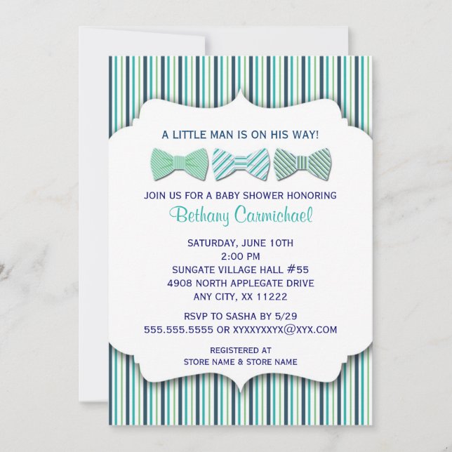 Invitation de baby shower de cravate (Devant)