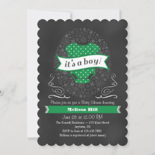 Invitation de Baby shower de  de Garçon Green Chal