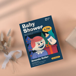 Invitation de Baby shower de dessin animé