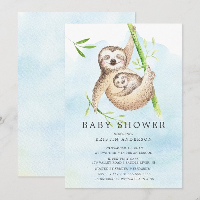 Invitation de Baby shower de fentes mignonnes (Devant / Derrière)