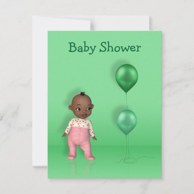 Invitation de Baby shower de fille afro-américaine (Devant)
