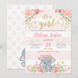 Invitation de baby shower de fille, baby shower