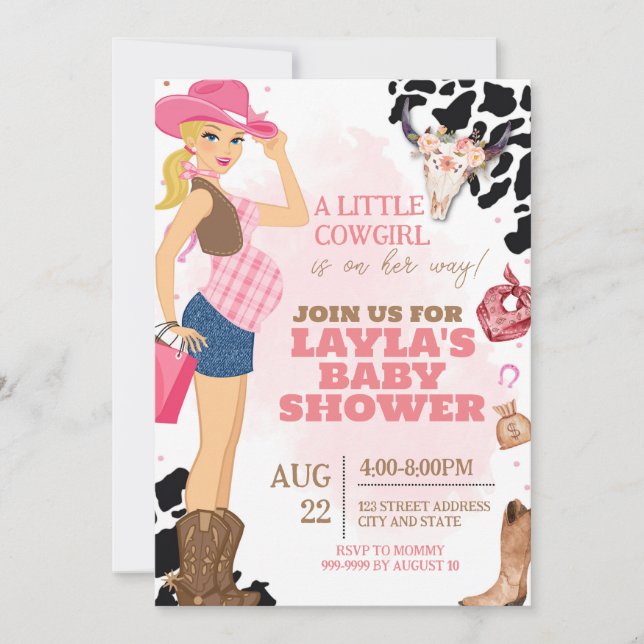 Invitation de Baby shower de fille, Baby shower de (Devant)