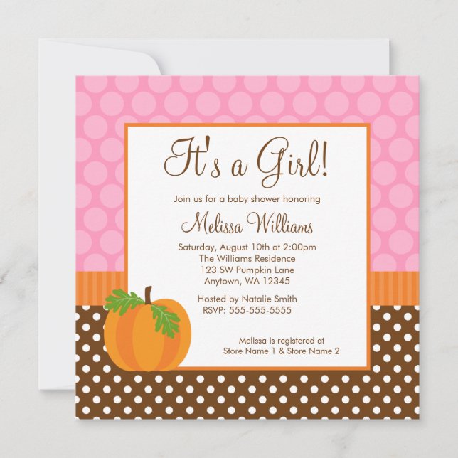 Invitation de baby shower de fille d'automne de (Devant)