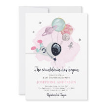 Invitation de Baby shower de fille de l'astronaute