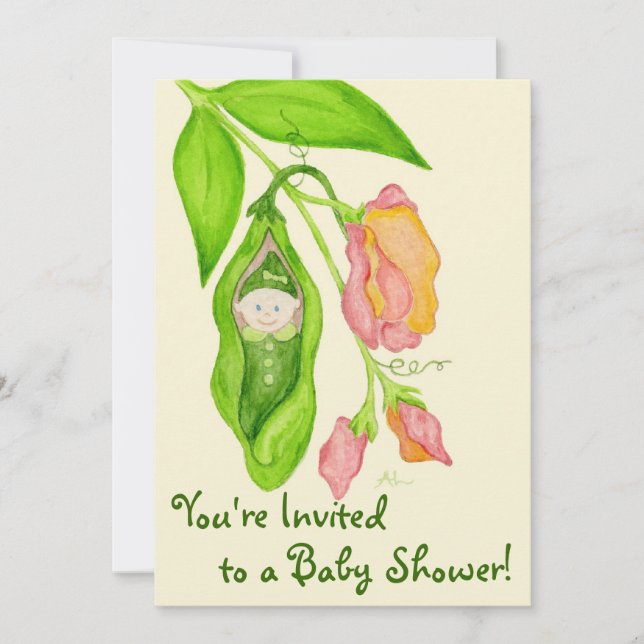 Invitation de baby shower de fille de pois doux (Devant)