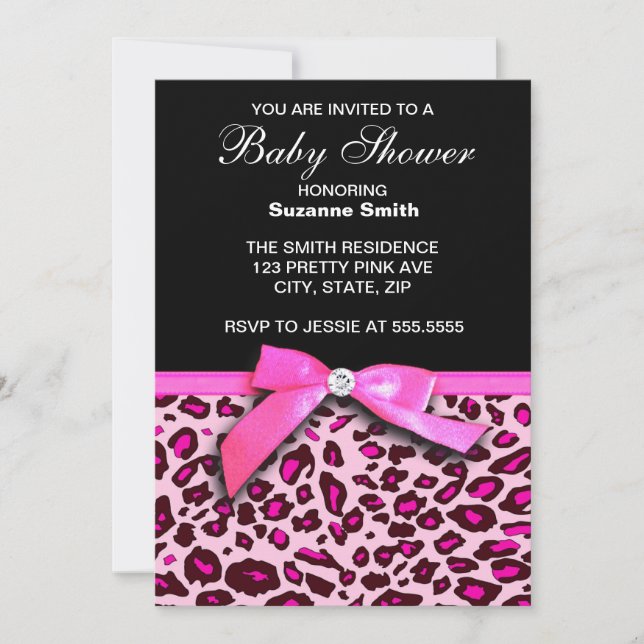 Invitation de baby shower de fille d'empreinte de (Devant)