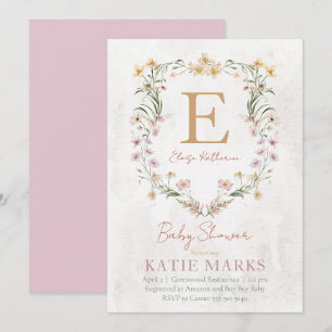 Invitation de Baby shower de fille Fleur sauvage v