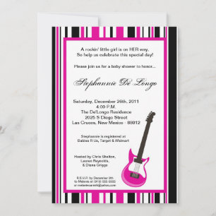 Invitation de Baby shower de fille Rocker 5x7