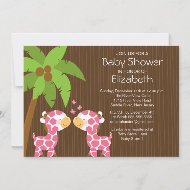 Invitation de baby shower de filles de jumeau de (Devant)