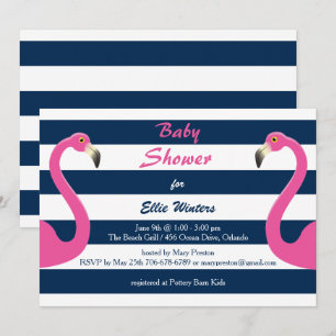 Invitation de Baby shower de Flamant rose nautique
