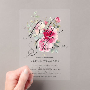Invitation de Baby shower de fleurs blanches