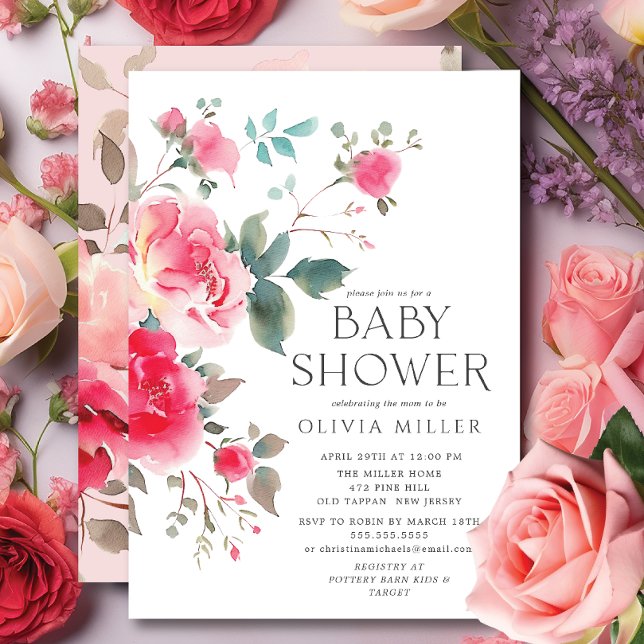 Invitation de Baby shower de fleurs blanches (Créateur téléchargé)