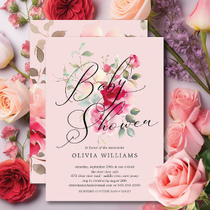 Invitation de Baby shower de fleurs blanches
