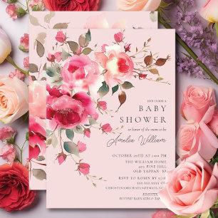 Invitation de Baby shower de fleurs blanches