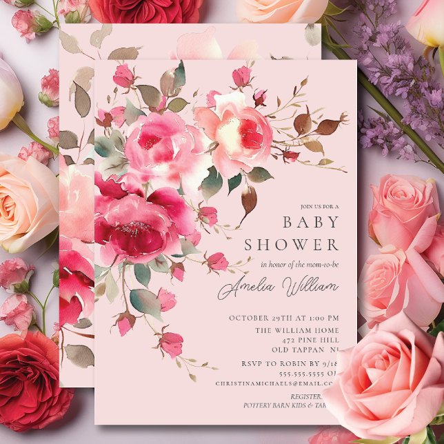 Invitation de Baby shower de fleurs blanches (Créateur téléchargé)