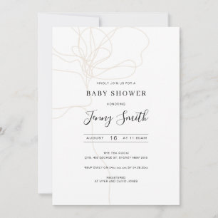 Invitation de baby shower de fleurs d'art à la lig