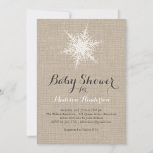Invitation de Baby shower de flocon de neige rusti