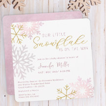 Invitation de Baby shower de flocon rose | Wonderl