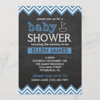 Invitation de baby shower de garçon de Chevron de