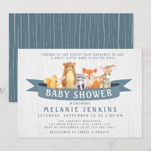 Invitation de Baby shower de garçon des animaux de