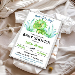 Invitation de Baby shower de garçon Dinosaur rusti