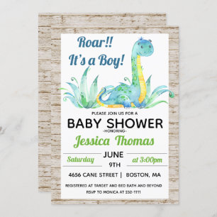 Invitation de Baby shower de garçon Dinosaur rusti