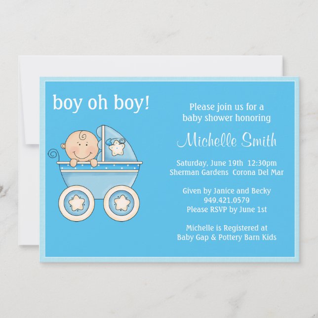 Invitation de baby shower de garçon oh (Devant)