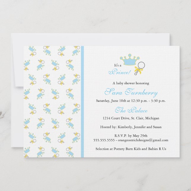 Invitation de Baby shower de garçon - Petit Prince (Devant)