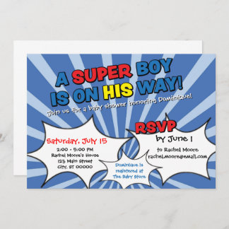 Invitation de Baby shower de garçon super héros