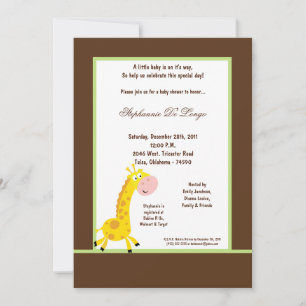 Invitation de Baby shower de girafe Brown 5x7