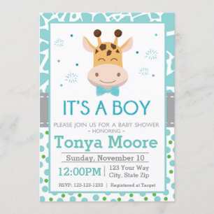 Invitation de baby shower de girafe de point de