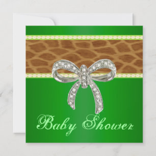 Invitation de Baby shower de girafe diamant verte