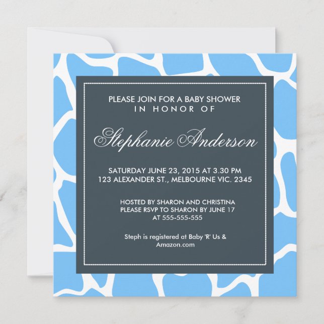 Invitation de baby shower de girafe personnalisé (Devant)