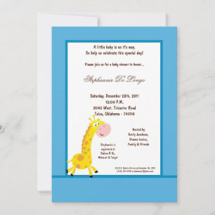 Invitation de Baby shower de Giraffe bleue 5x7