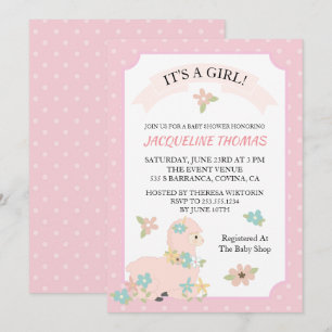 Invitation de Baby shower de Girl Llama