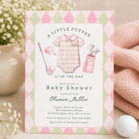Invitation de baby shower de golf rose