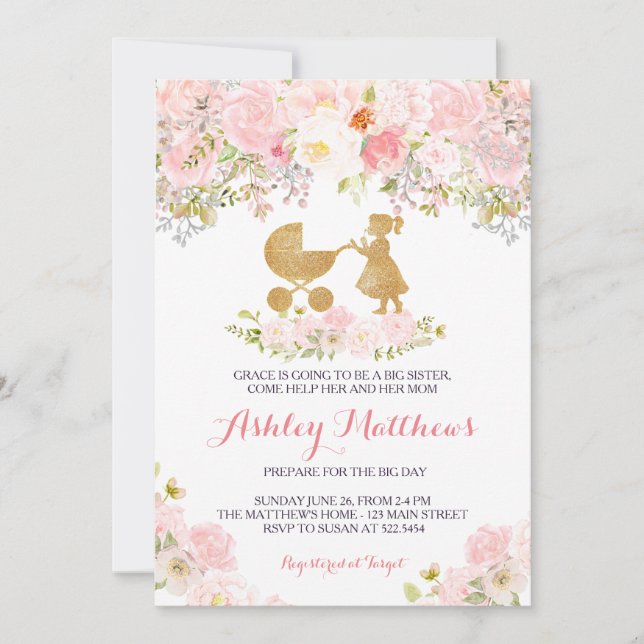 invitation de baby shower de grande soeur (Devant)