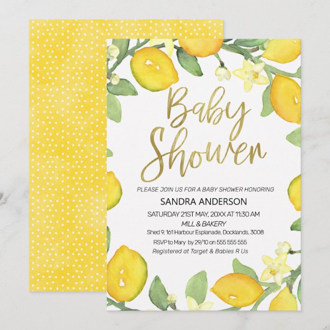 Invitation de baby shower de guirlande de (Devant / Derrière)