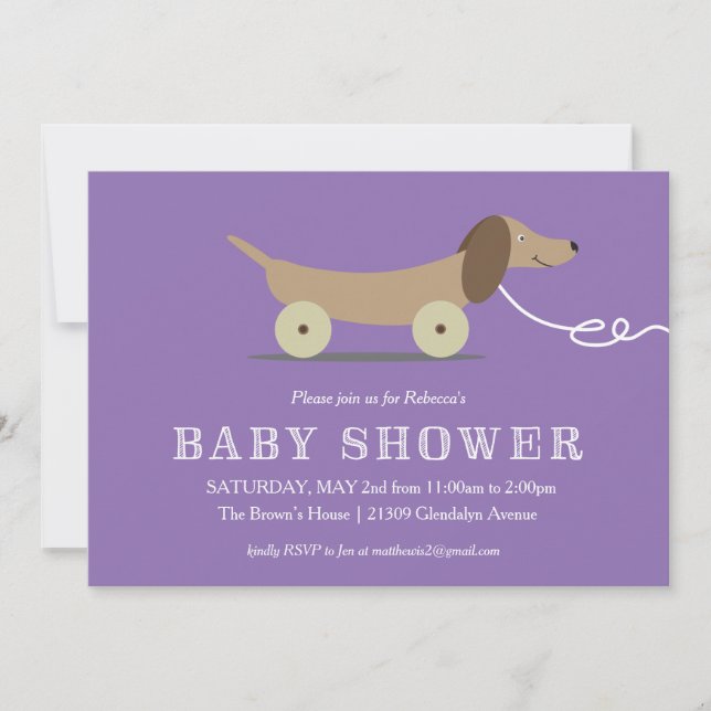 Invitation de baby shower de jouet de traction de (Devant)